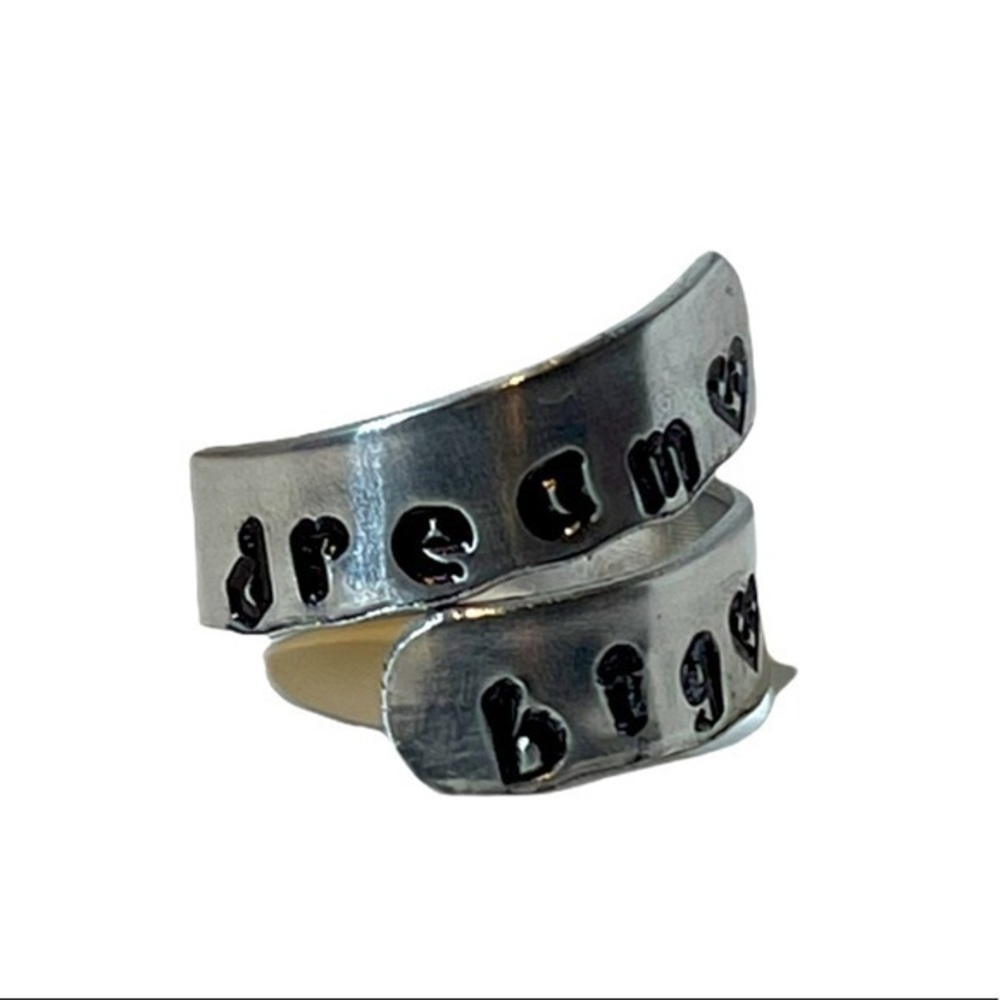 Handmade 8/9 stamped‎ motivational Celtic knot silver adjustable wrap ring